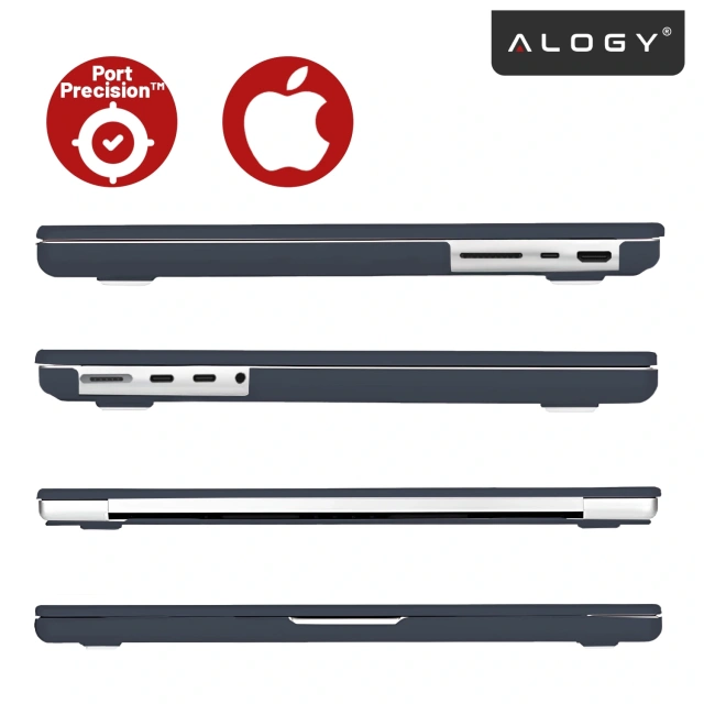 Чохол для Apple Macbook Pro 14 2021-2024 (M1/M2/M3/M4) – гнучкий, матовий захисний чохол, легкий та міцний – Alogy AirGuard™ темно-синій
