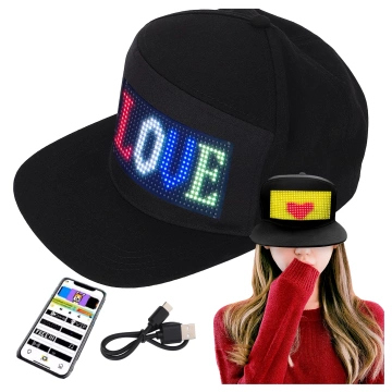 Alogy PixelCap™ LED Baseball Cap with RGB LED Lighting, Bluetooth Pixels, Mobile Phone Controlled, Pixel App, Black