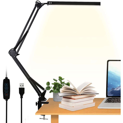 Alogy LED stolná lampa Dreslarska USB s nastaviteľným dlhým ramenom na stolovú dosku Black