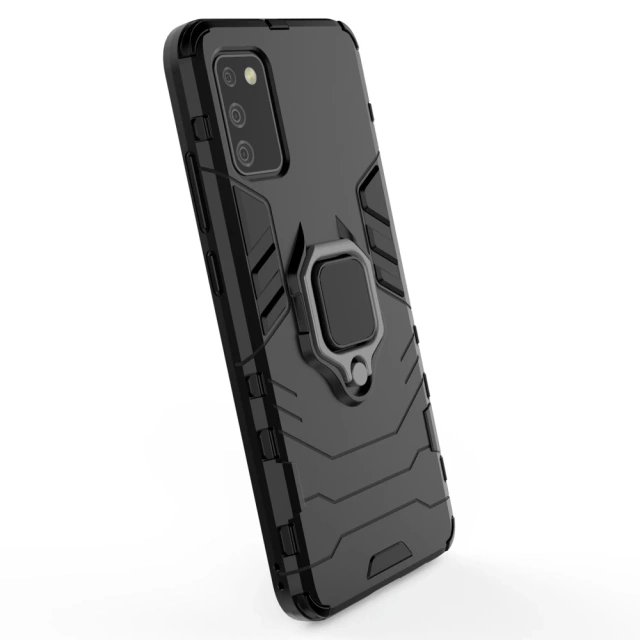 Odolné hybridní pouzdro Ring Armor s magnetickým krytem pro Samsung Galaxy A03s (166,5) černé
