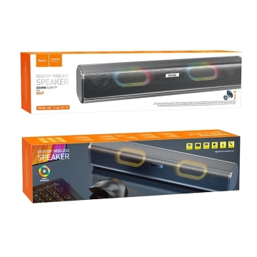 Bluetooth reproduktor HOCO BS49 sivý 2×5W LED RGB AUX USB 2,5h