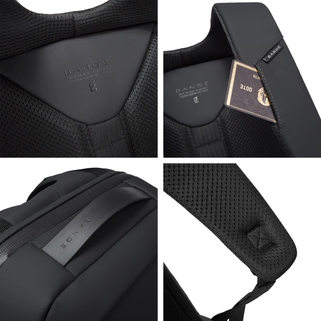 Bange Diebstahlsicherer, wasserdichter Rucksack für 15,6"-Laptops, ideal für Stadtreisen, 46 x 30 x 15 cm, für Arbeit und Flugreisen, für Damen und Herren, mit USB-Anschluss und Zahlenschloss, Schwarz