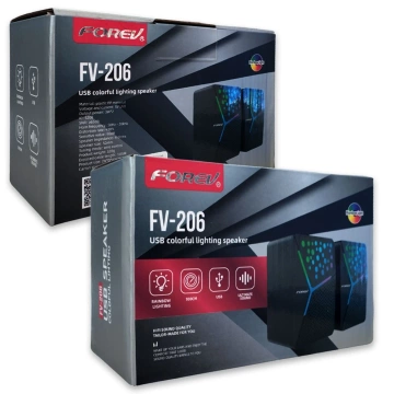Forev Stereo-Lautsprecher, schwarz, PC, RGB-Hintergrundbeleuchtung
