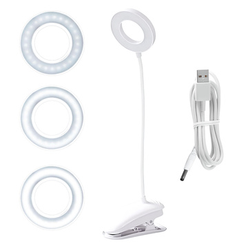 Настільна лампа Alogy Desk LED Ring Lamp з настільним затискачем бездротова гнучка Біла