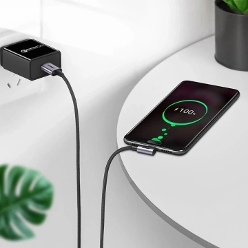 Kabel USB-A – USB-C 3A 3m Ugreen US284 70255 Kątowy Szary