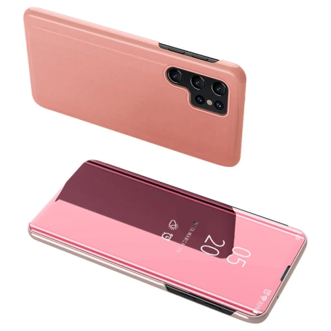 Чохол Clear View для Samsung Galaxy S23 Ultra flip cover рожевий