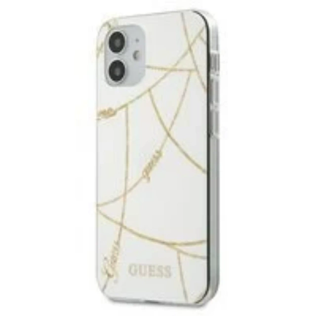 Guess GUHCP12SPCUCHWH iPhone 12 mini 5.4" weiß / weiß Hardcase Gold Chain Collection