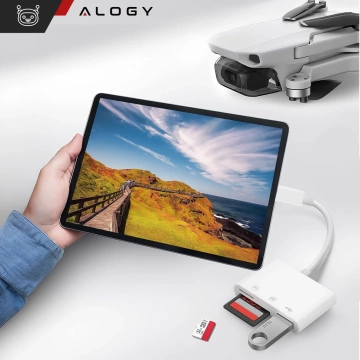 Čítačka kariet SD TF USB Alogy adaptér s USB-C konektorom pre Apple iPhone iPad White