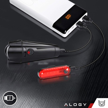 Svetlo na bicykel 2v1 Predné Zadné Vodotesné IPX4 LED Predné Zadné USB Svetlo Svetlo na bicykel Alogy