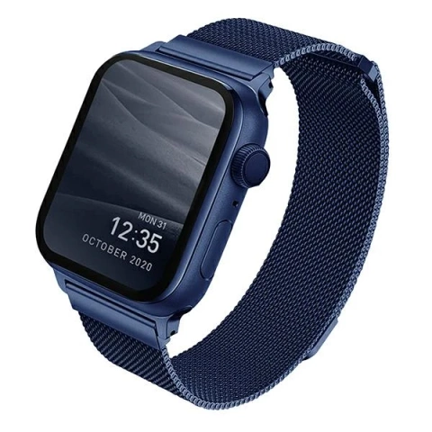 Pasek UNIQ Dante Apple Watch Series 4/5/6/7/8/SE/SE2 38/40/41mm Stainless Steel niebieski/морський синій