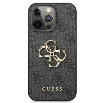 Guess GUHCP13X4GMGGR iPhone 13 Pro Max 6,7" szary/šedé pevné pouzdro 4G velké kovové logo