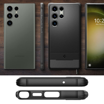 Telefón Spigen Rugged Armor pre Samsung Galaxy S23 Ultra Matte Black