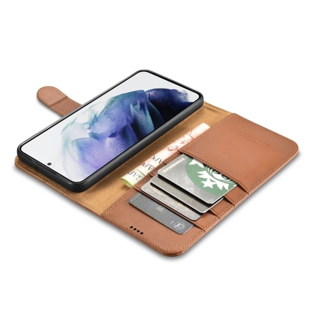Шкіряний чохол iCarer Haitang Leather Wallet Case для Samsung Galaxy S22 (S22 Plus) Wallet Housing Cover Brown (AKSM05BN)