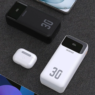 Powerbank Dudao K15MAX 30000mAh 22.5W z kablami USB-C i Lightning Biały