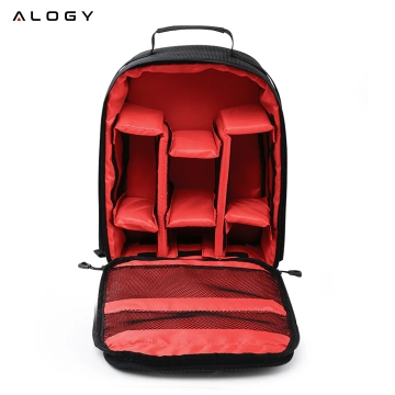 Waterproof backpack Alogy bag for camera photographic equipment and accessories capacious Black and red
