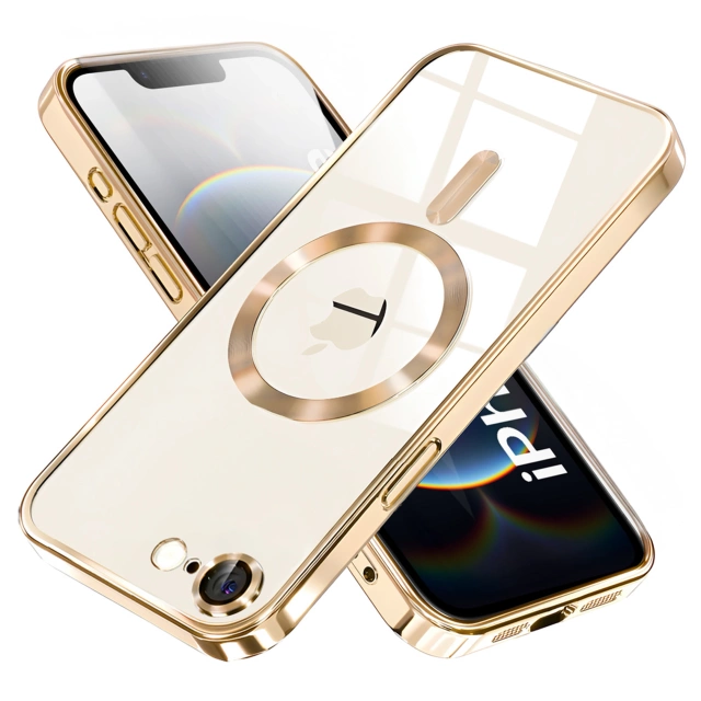 MagSafe-Hülle für Apple iPhone 16 Pro Max Alogy Glamour Luxus-Ringgehäuse Gold-Transparent