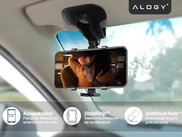 Alogy car holder for a phone up to 7.2 inches for a mirror cockpit black