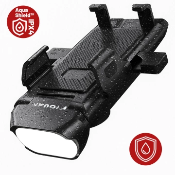 Držák telefonu na kolo 4v1 LED světlo T6 Přední Bell Bike Horn Powerbanka 3000mAh černá