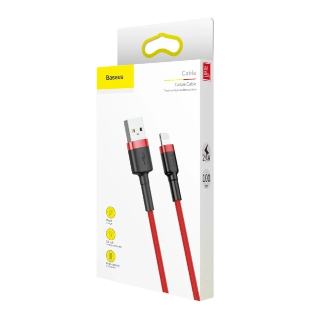 Baseus Cafule Cable strapazierfähiges Nylonkabel USB / Lightning QC3.0 2.4A 1M rot (CALKLF-B09)