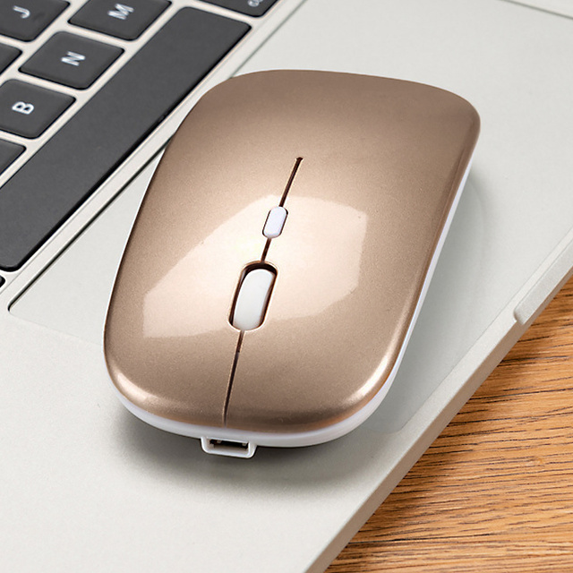 Wireless mouse optical computer mouse silent 2.4G 10m 4D slim Gold