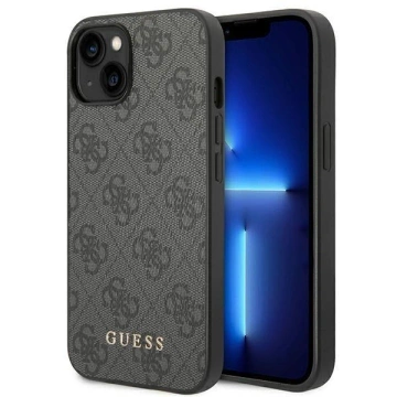 Etui na telefon Guess do iPhone 14 6,1" szary/grey hard case 4G Metal Gold Logo