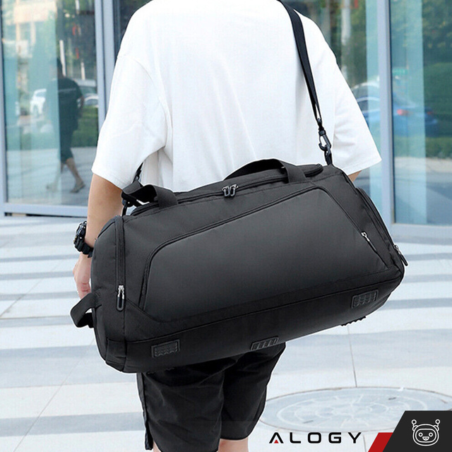 Pánská dámská sportovní taška na rameno na trénink do tělocvičny, cestovní taška z termolátky, objem 40l Alogy Black