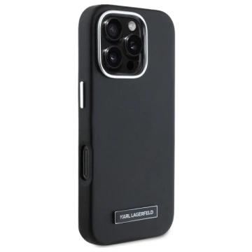 Kryt Karl Lagerfeld pre iPhone 16 Pro 6,3" čierny MagSafe Hardcase FW Metal Plate