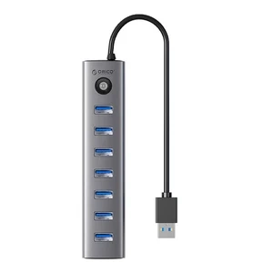 Адаптер-хаб Orico CL7U USB-C на 7x USB 3.0 сірого кольору