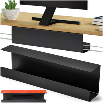 Organizér na káble pod stolovú dosku, polica na káble, káblové lišty, doska, stôl Alogy, 55 cm, čierna