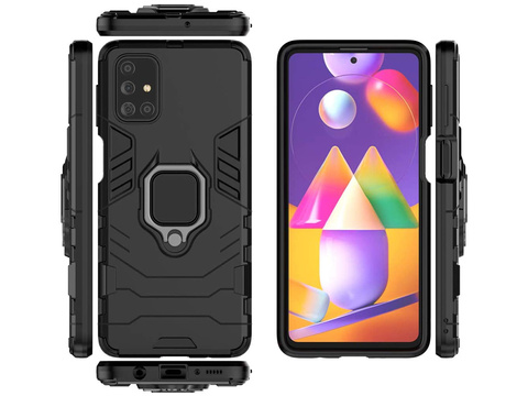 Alogy Stand Ring Armor Case für Samsung Galaxy M31s Schwarz
