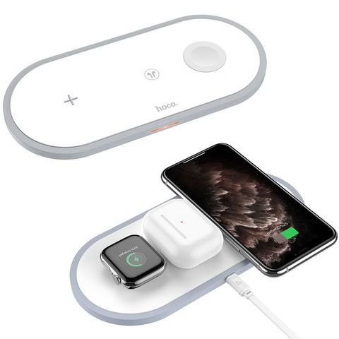 Індукційний зарядний пристрій 3в1 HOCO CW24 3В1 для iPhone / AirPods / Watch White