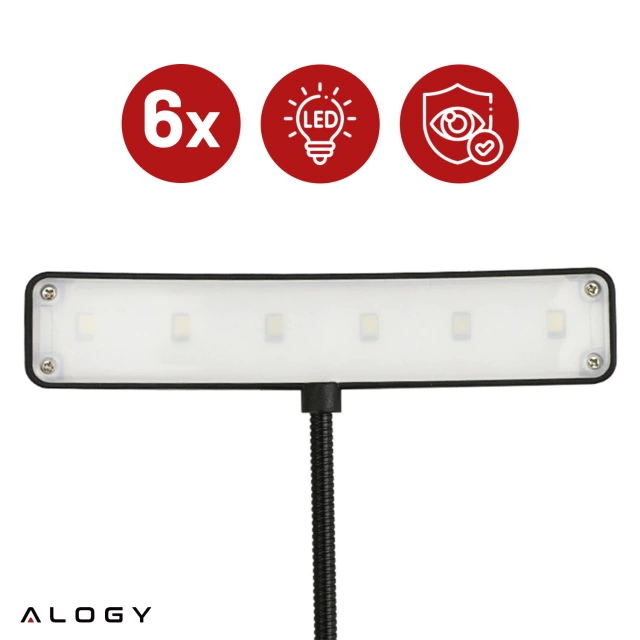 Alogy LED-Schreibtischlampe mit wiederaufladbarem Leseclip Schwarz