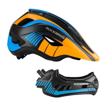 Children's bicycle helmet with detachable visor Rockbros TT-32SOBL-S size S - black and orange