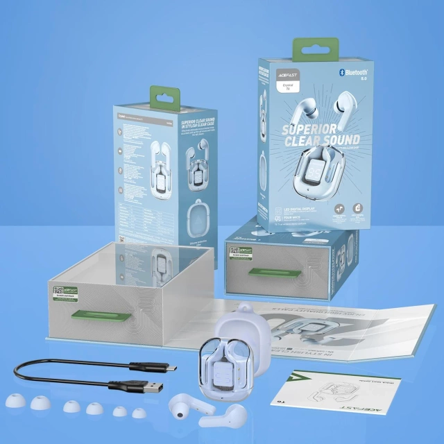 Słuchawki bezprzewodowe Acefast dokanałowe TWS Bluetooth jasnoniebieski (T6 ice blue)