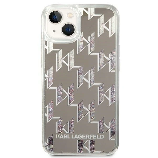 Handyschutzhülle Karl Lagerfeld KLHCP14SLMNMS für Apple iPhone 14 6.1" Hardcase Silber/Silber Liquid Glitter Monogram