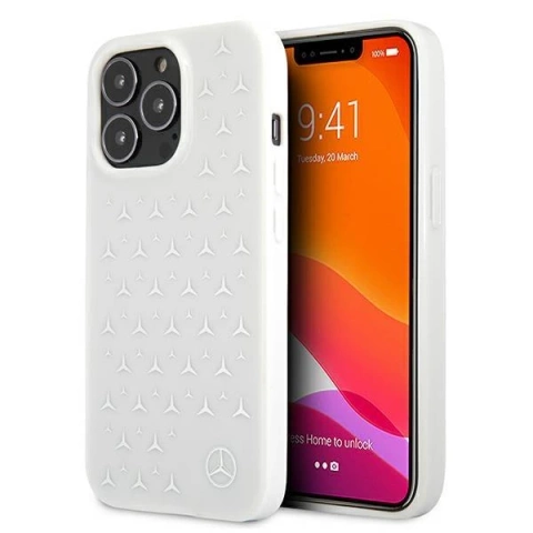 Mercedes MEHCP13LESPWH protective case for Apple iPhone 13 Pro / 13 6.1" white/white hardcase Silver Stars Pattern