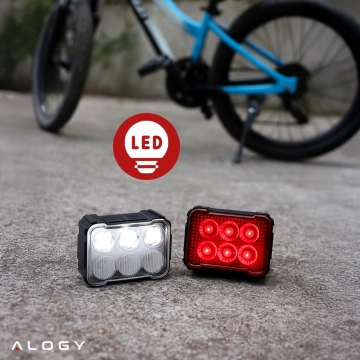 Alogy SafeRide™ LED Bike Light Waterproof Flashlight Front and Rear Light 2 Pack
