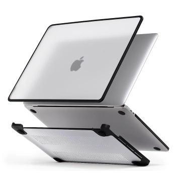 Etui ochronne do Apple Macbook Air 13 13.6" M2 2022 / M3 2024 / M4 2025 (A2681, A3113, A3240) Alogy MatteGuard™ obudowa Matowa Przezroczysta Biel z czarną ramką