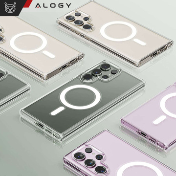 Etui do Samsung Galaxy S24 Ultra Mag Safe Case obudowa plecki Cover Anti-Shock Clear Alogy Przezroczyste + Szkło