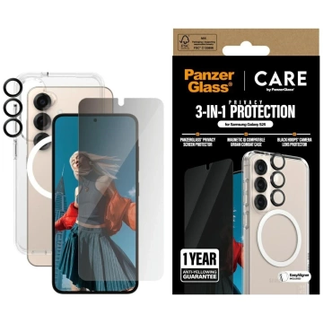 Samsung Galaxy S25 CARE by PanzerGlass Flagship 3in1 Case Privacy Glass Lens Protection Kit