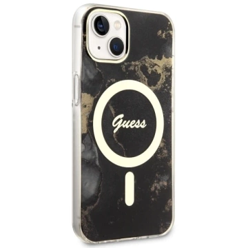 Pevné puzdro Etui Guess GUHMP14SHTMRSK na iPhone 14 6,1" Golden Marble MagSafe
