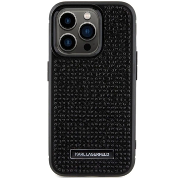 Etui Karl Lagerfeld KLHCP15LHDSPLK для iPhone 15 Pro 6.1" чорний/чорний твердий чохол Rhinestone Logo Metal Plate