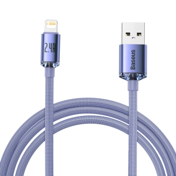 Baseus Crystal Shine Series kabel USB kabel pro rychlé nabíjení a přenos dat USB Typ A - Lightning 2,4A 2m fialový (CAJY000105)