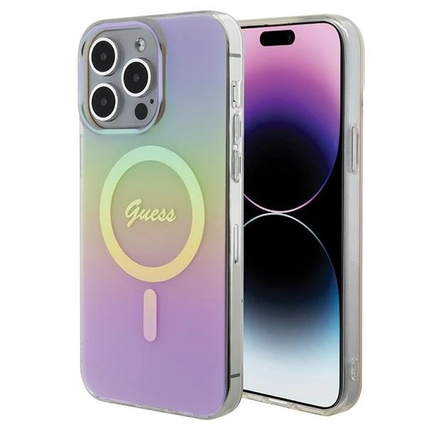 Etui Guess GUHMP15LHITSP для iPhone 15 Pro 6.1" różowy/рожевий твердий чохол IML Iridescent MagSafe