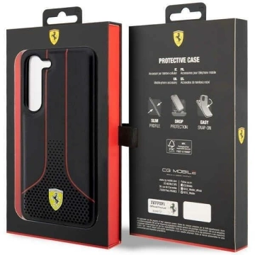 Pouzdro Ferrari pro Samsung Galaxy S23 HardCase Perforated 296-P černé