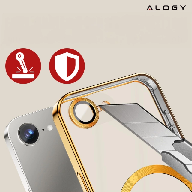 Pouzdro MagSafe pro Apple iPhone 16 Pro Max Alogy Glamour Pouzdro luxusního prstenu zlaté-průhledné