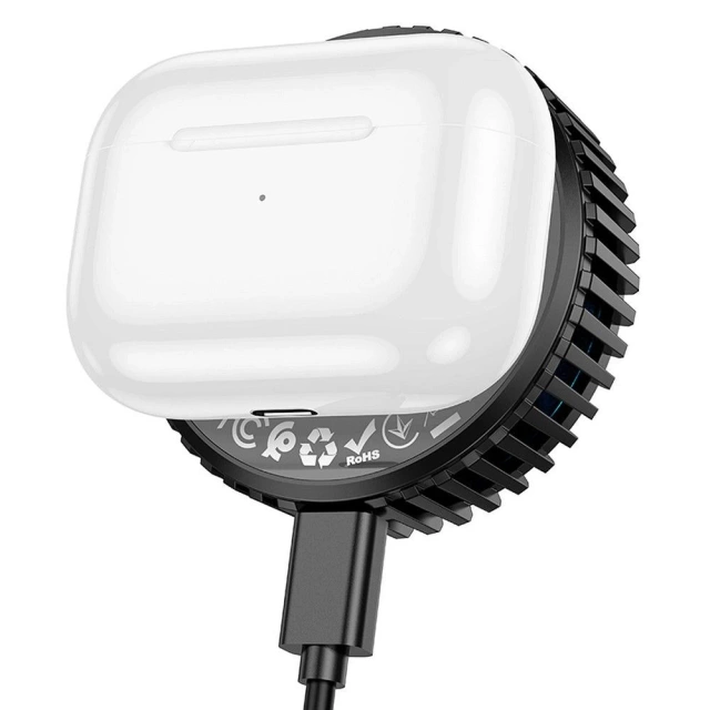 Індуктивний зарядний пристрій Hoco 2in1 15W Qi MagSafe з вентилятором – чорний