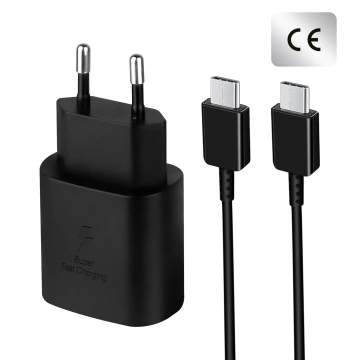 Original Samsung USB-C Wall Charger 25W Type C Cable 180cm Premium Super Fast Charge Set White