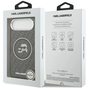 Etui Ochronne do iPhone Air Karl Lagerfeld IML Glitter K&C Heads MagSafe Czarny