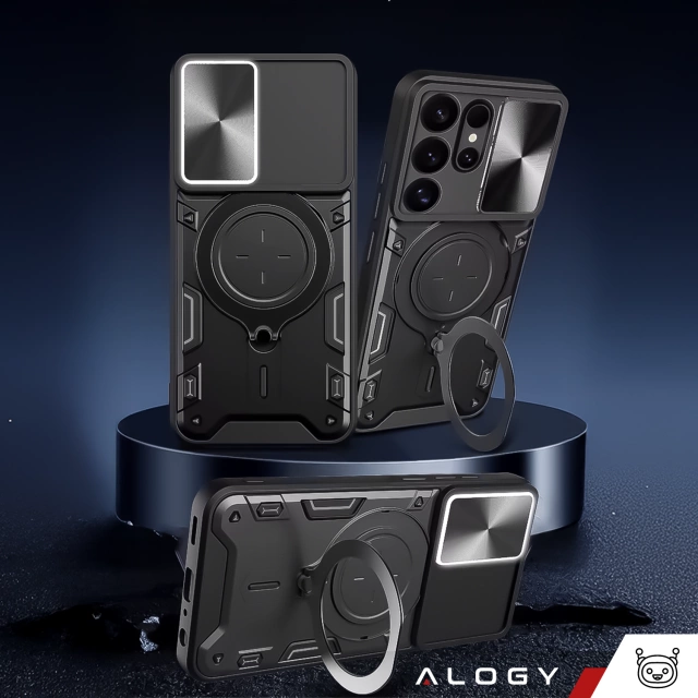 Case for Samsung Galaxy S25 Ultra Armor Slide Case Ring Camera Protection Housing Alogy CamGuard Pro Black